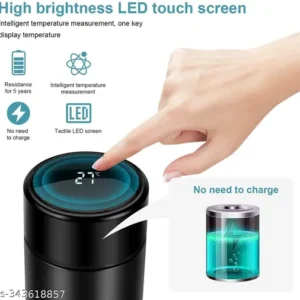 500ml Smart LED Temperature Display Water Bottle | Stainless Steel Vacuum Flask | Hot & Cold Thermos with Touch Screen | Leak-Proof Travel Mug for Office, Gym & Outdoor (Black)